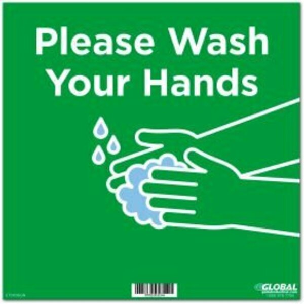 The Magnet Group GEC&#8482; 12" Square Please Wash Your Hands Wall Sign, Green, Adhesive CP005809